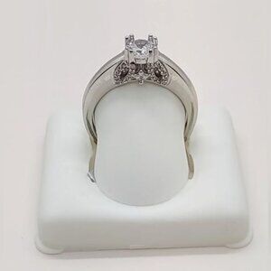 "R107" Size 9 Women Sterling Silver 925 Round Cut Cubic Zirconia Wedding Ring